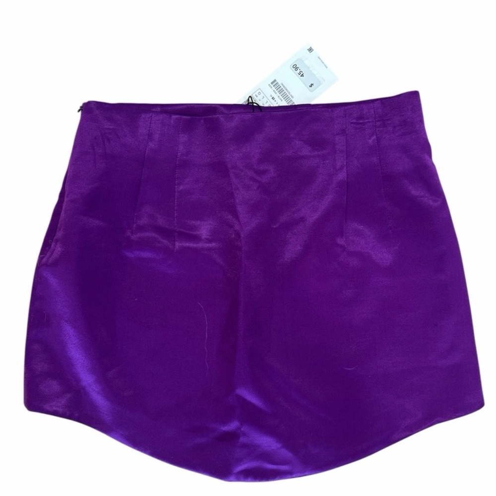 Zara Purple Satin Mini Skirt NWT
